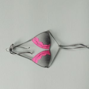 Gianni Bini Pink & Gray Pushup String Bikini Top - NWOT